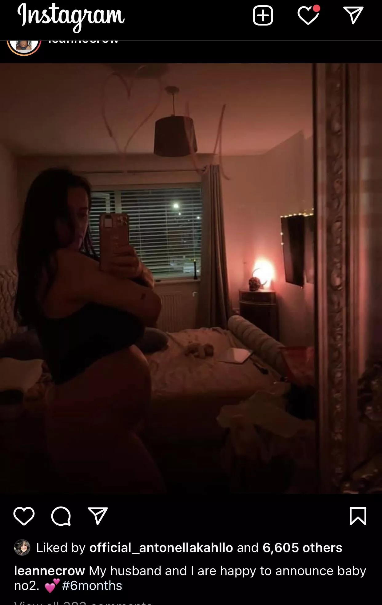 Pregnant again. From her Instagram.