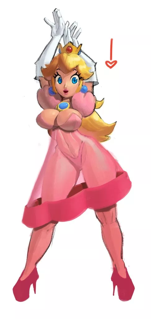 princess peach with see through outfit