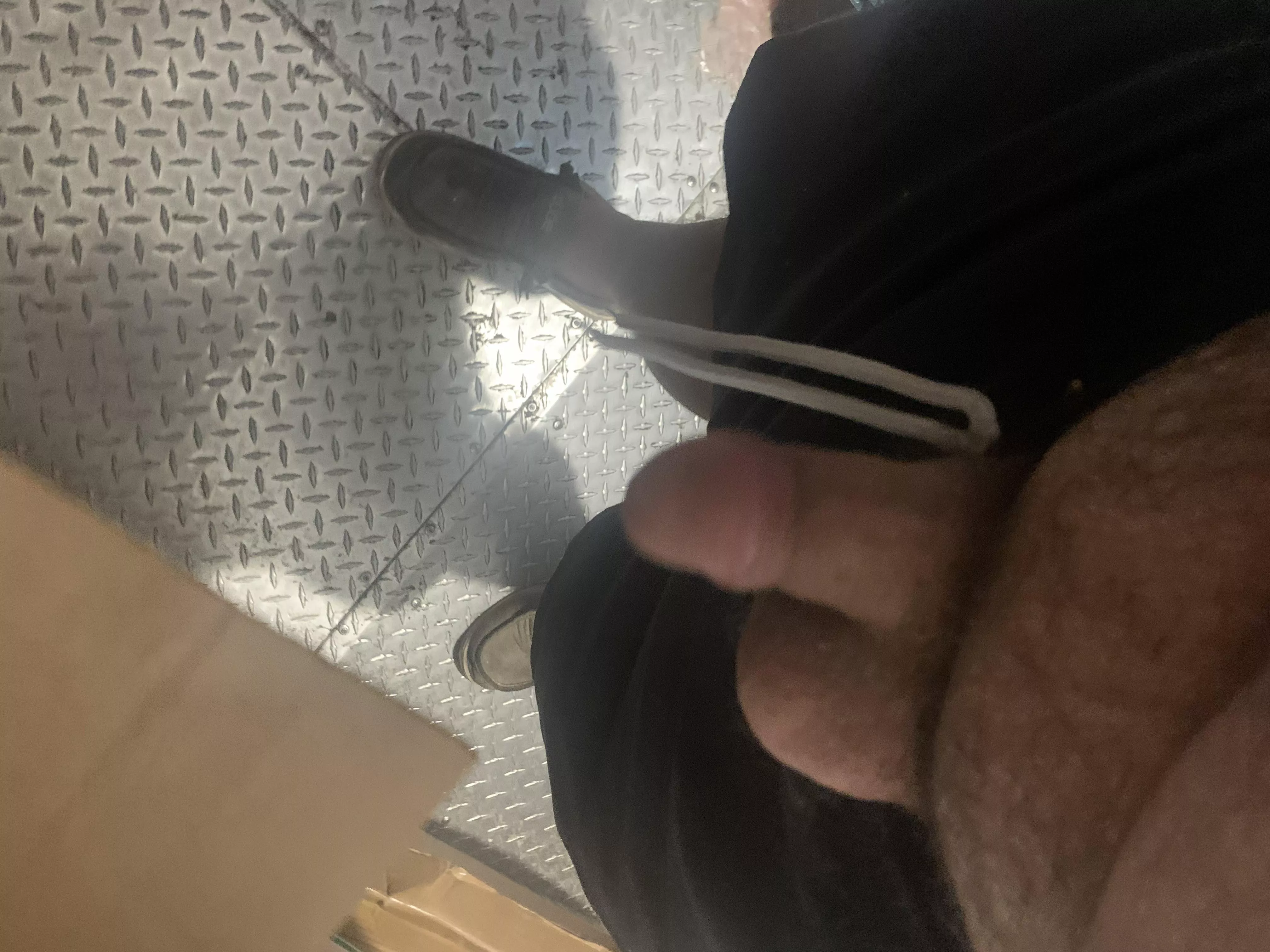 Pulling my dick out in the cooler at work.