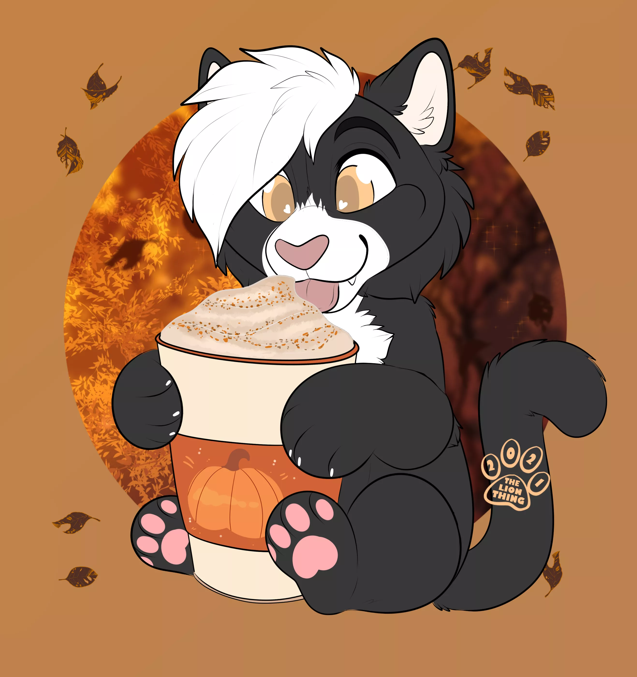 Pumpkin spice Kitty ( comm art by BouncyBasil )