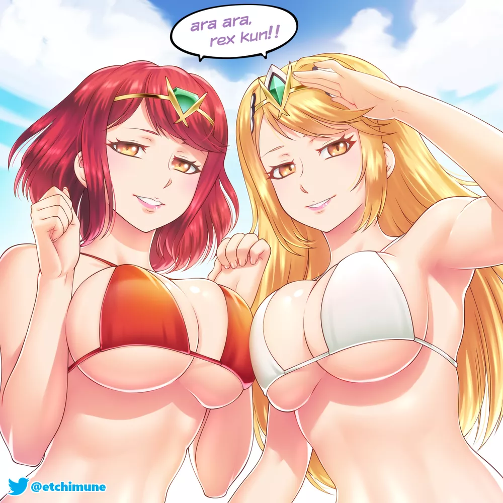 Pyra and Mythra by etchimune and commissioned by me!