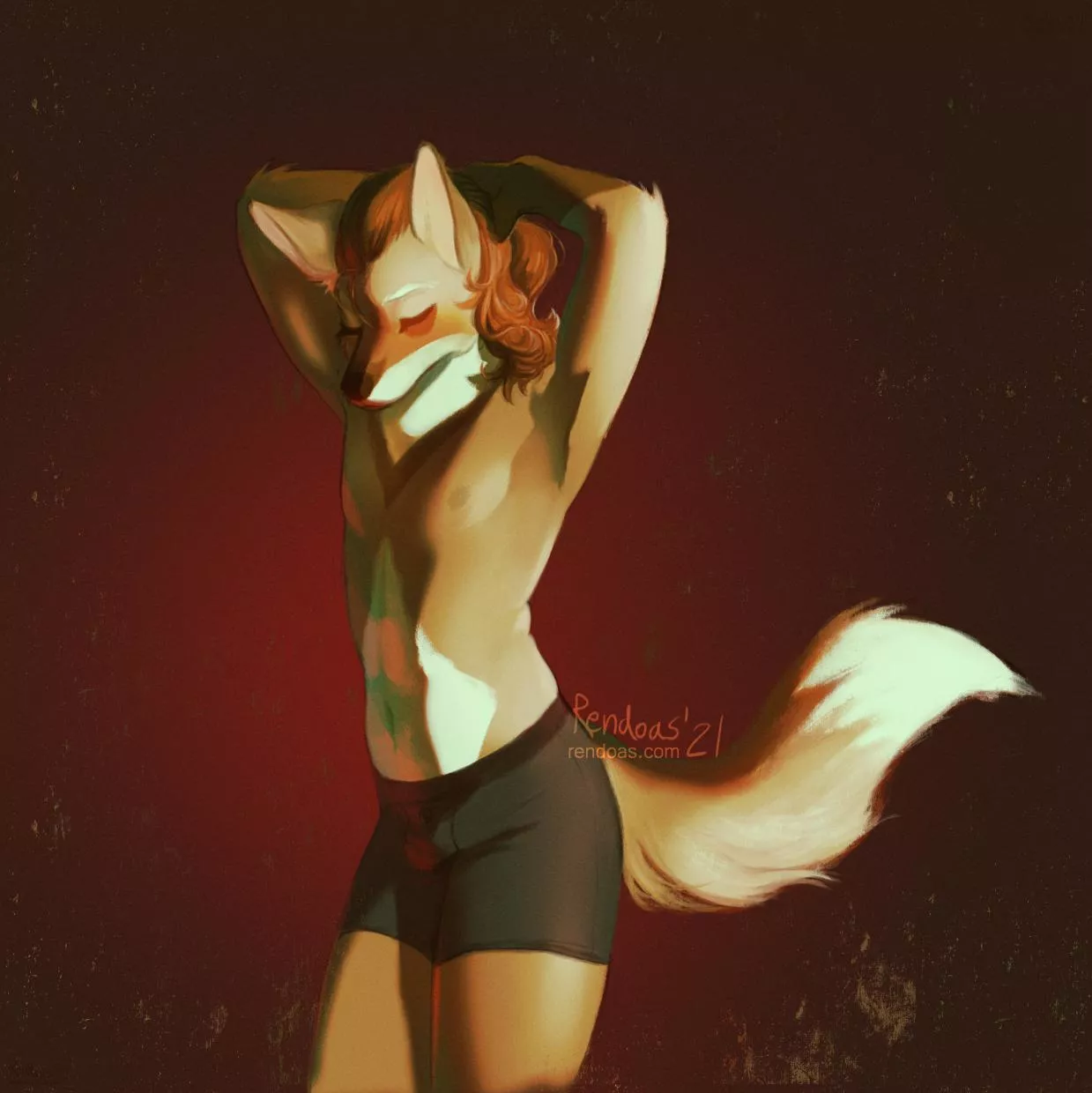 [Q] I painted a pinup of my partner's maned wolf