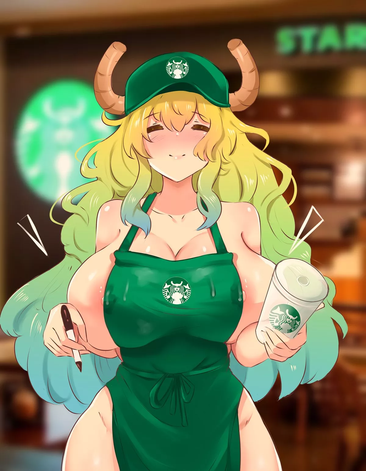 Quetzalcoatl, Lucoa - A late with double dragon milk courtesy of the barista (noiretox) [Miss Kobayashi's Dragon Maid]