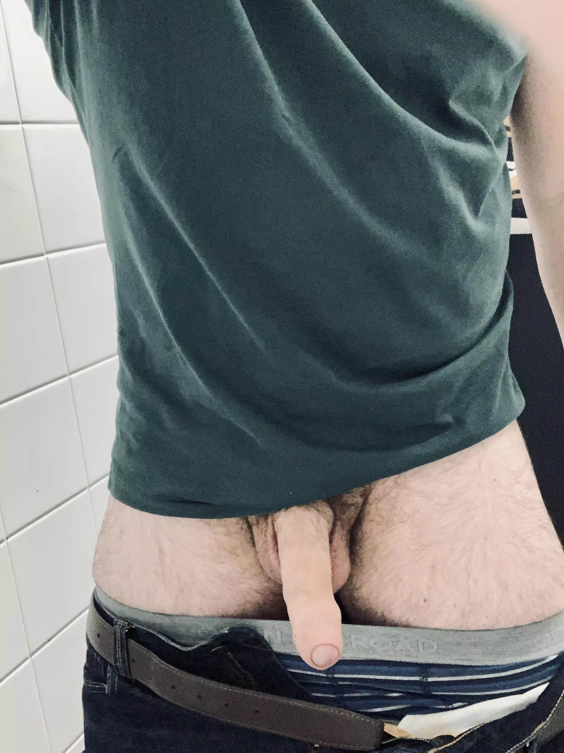 Quick bathroom pic. My girlfriend has no idea I am wanting to find a dominant guy on here to collar and train me (31)