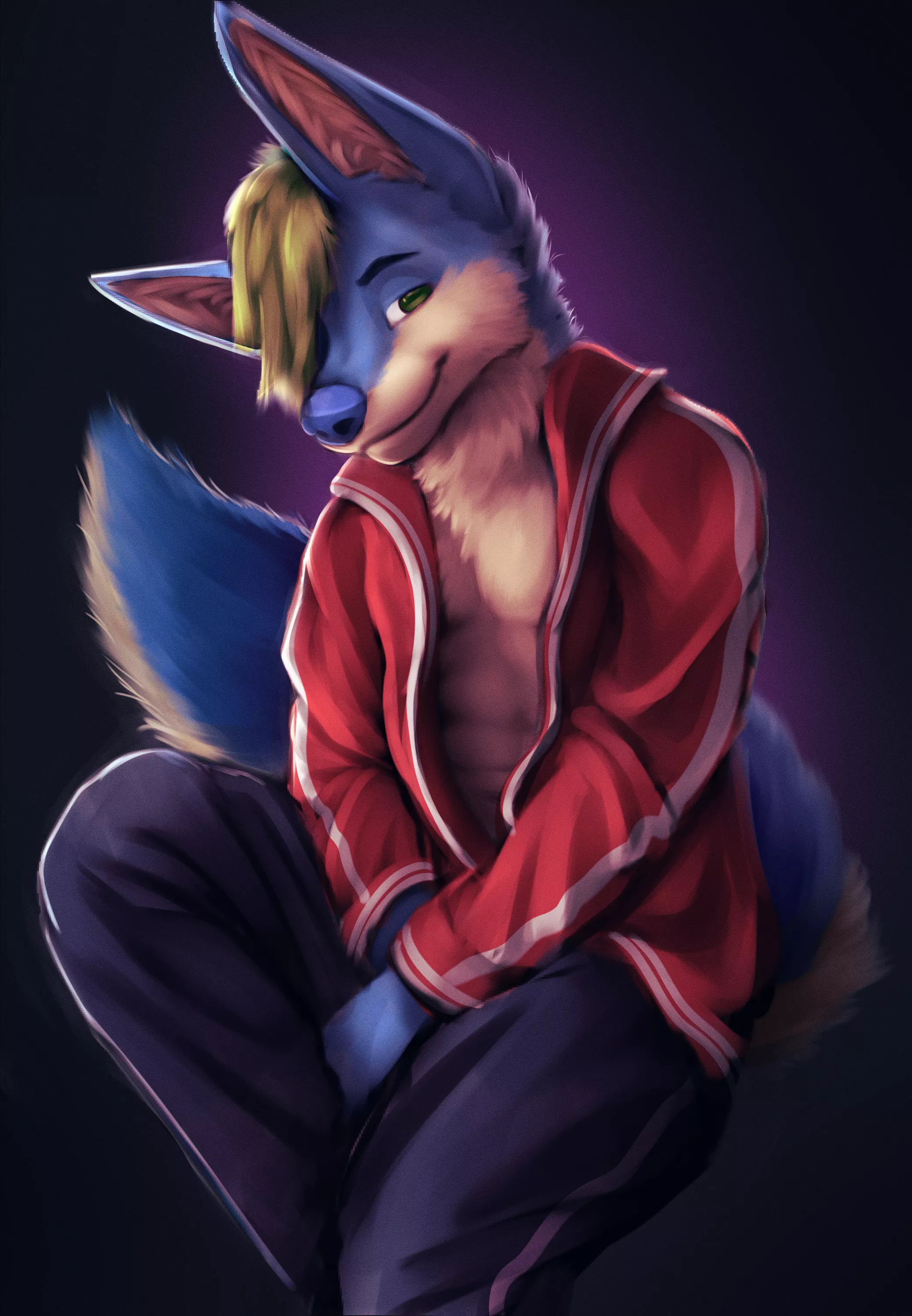 Quick painted portrait of my sona, Alex (Art by me, @SupersonicSoup)