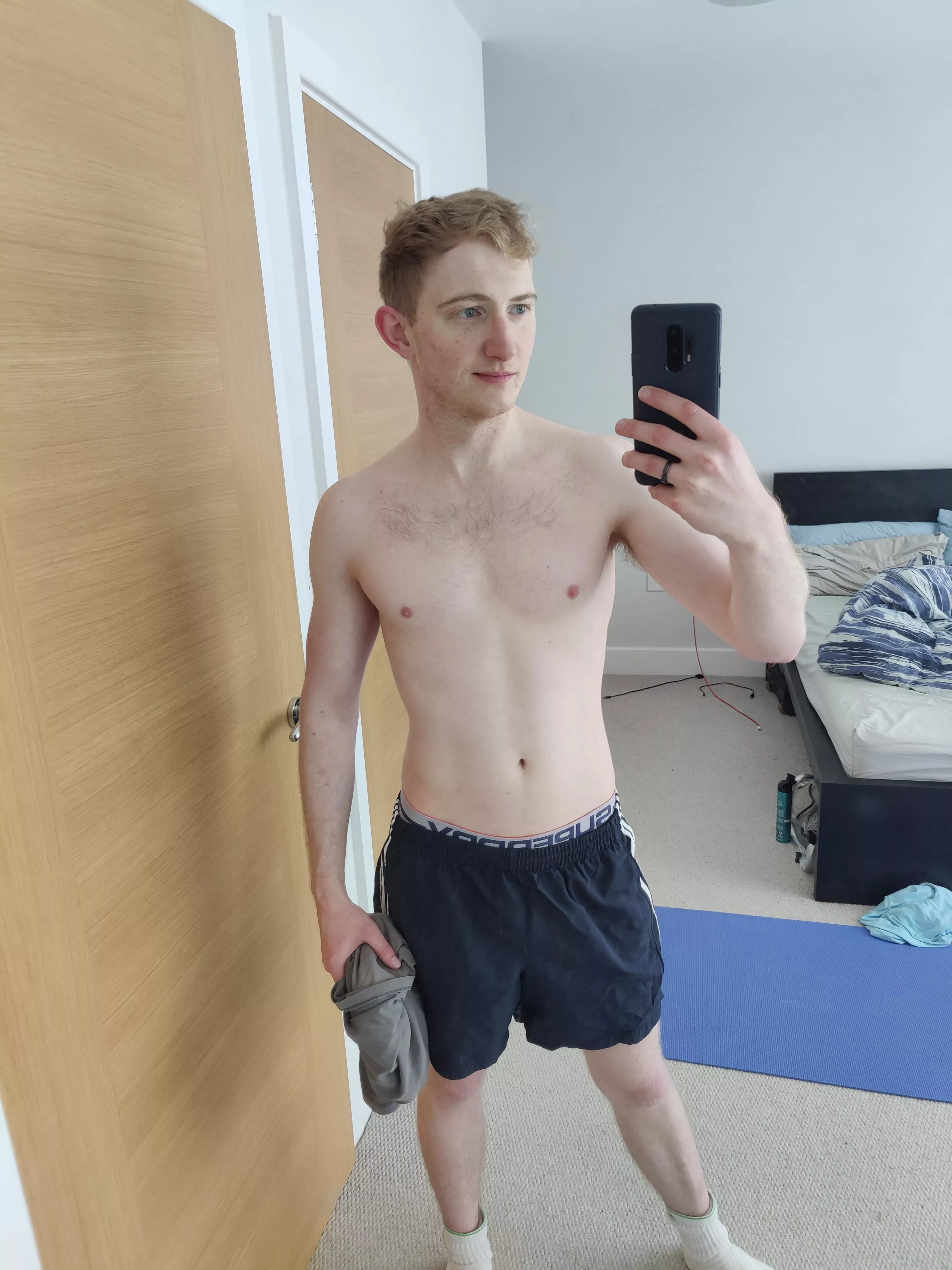 Quick post gym selfie. Slowly working towards getting proper abs!