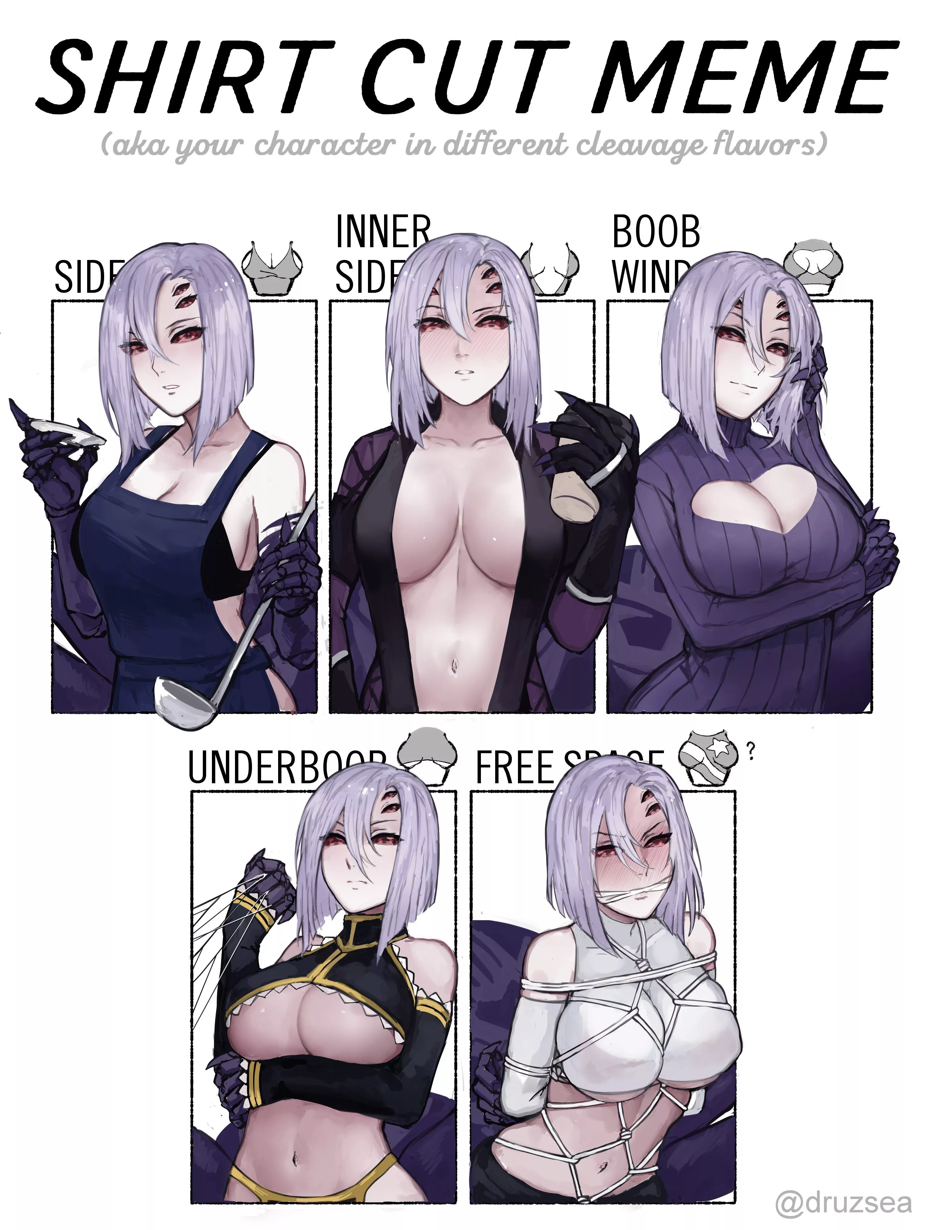 Rachnera's attempt at the shirt cut meme