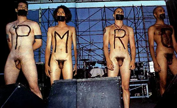 Rage Against The Machine, rock band going full frontal on stage.