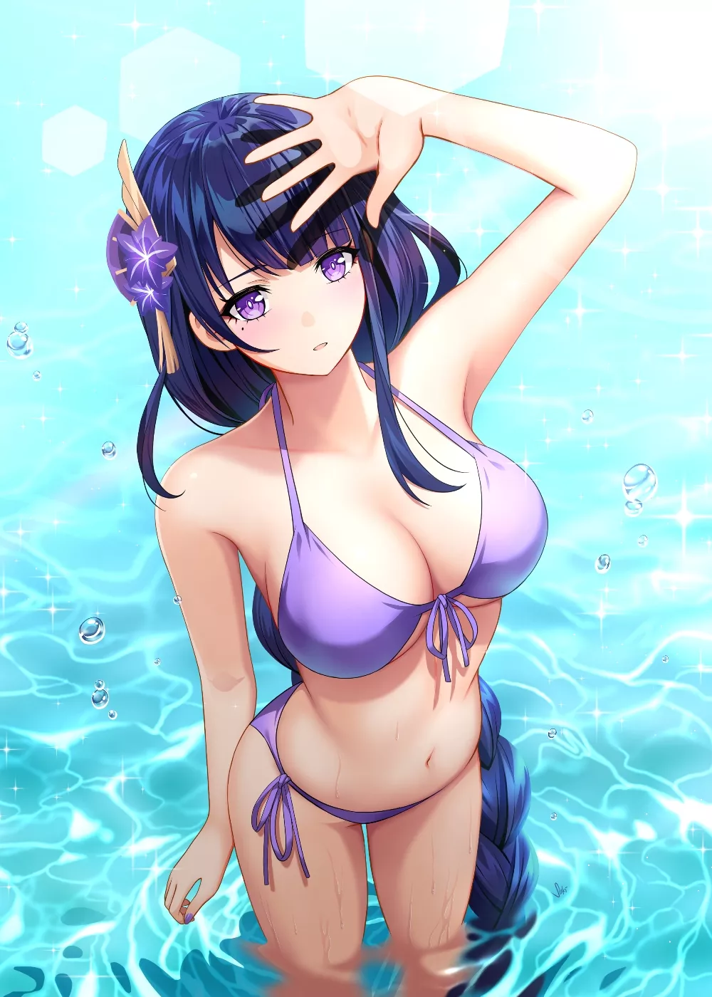 Raiden Shogun purple bikini [Genshin Impact]