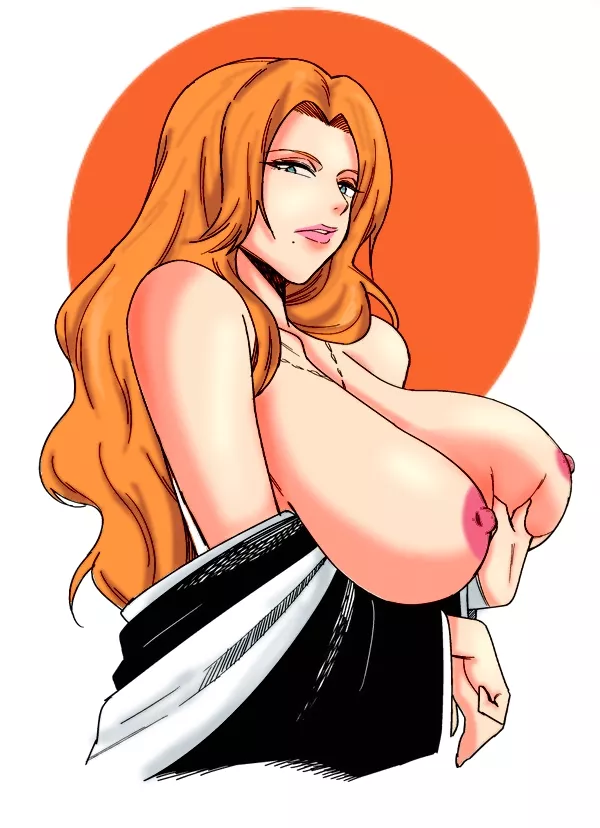 Rangiku posing for her fans(Send me your favourite black and white hentai and I will colour it for free)