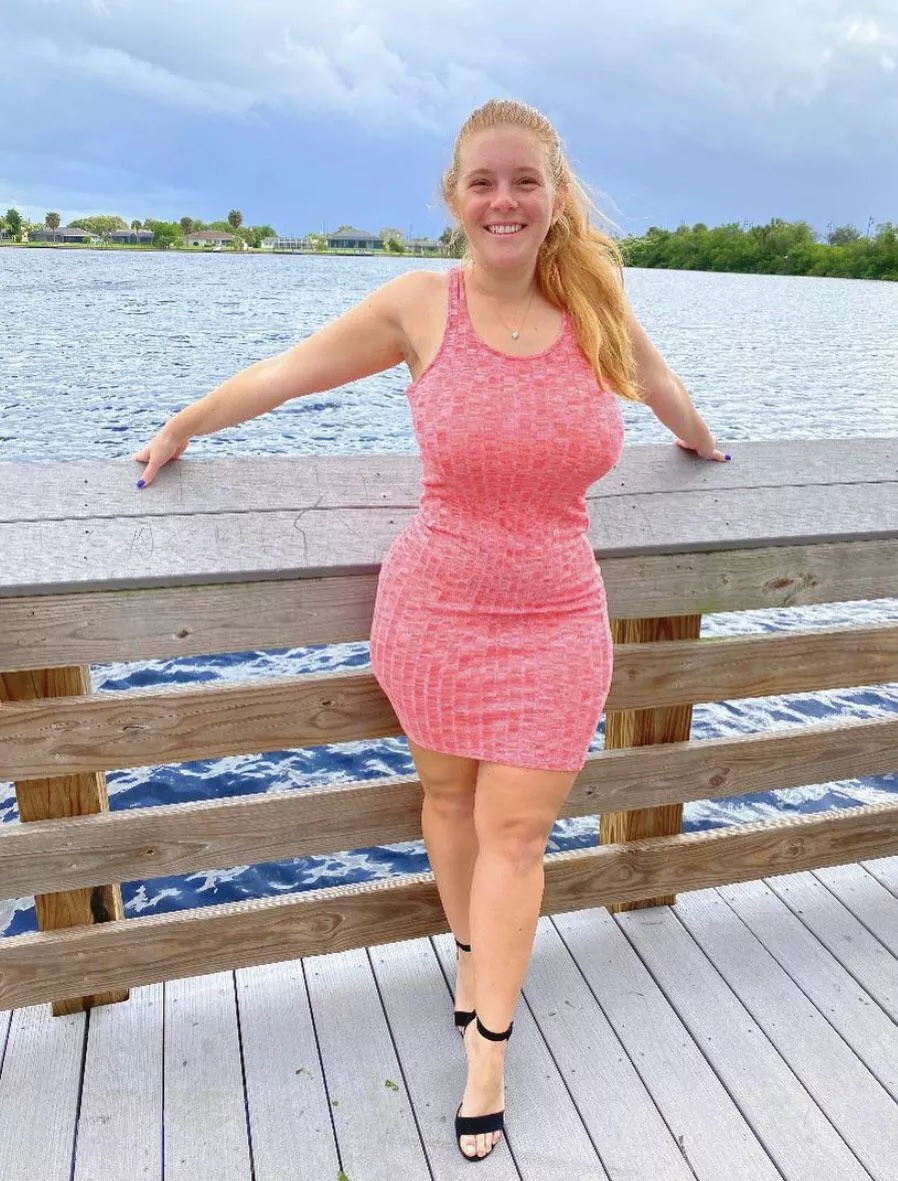 Redhead by the lake