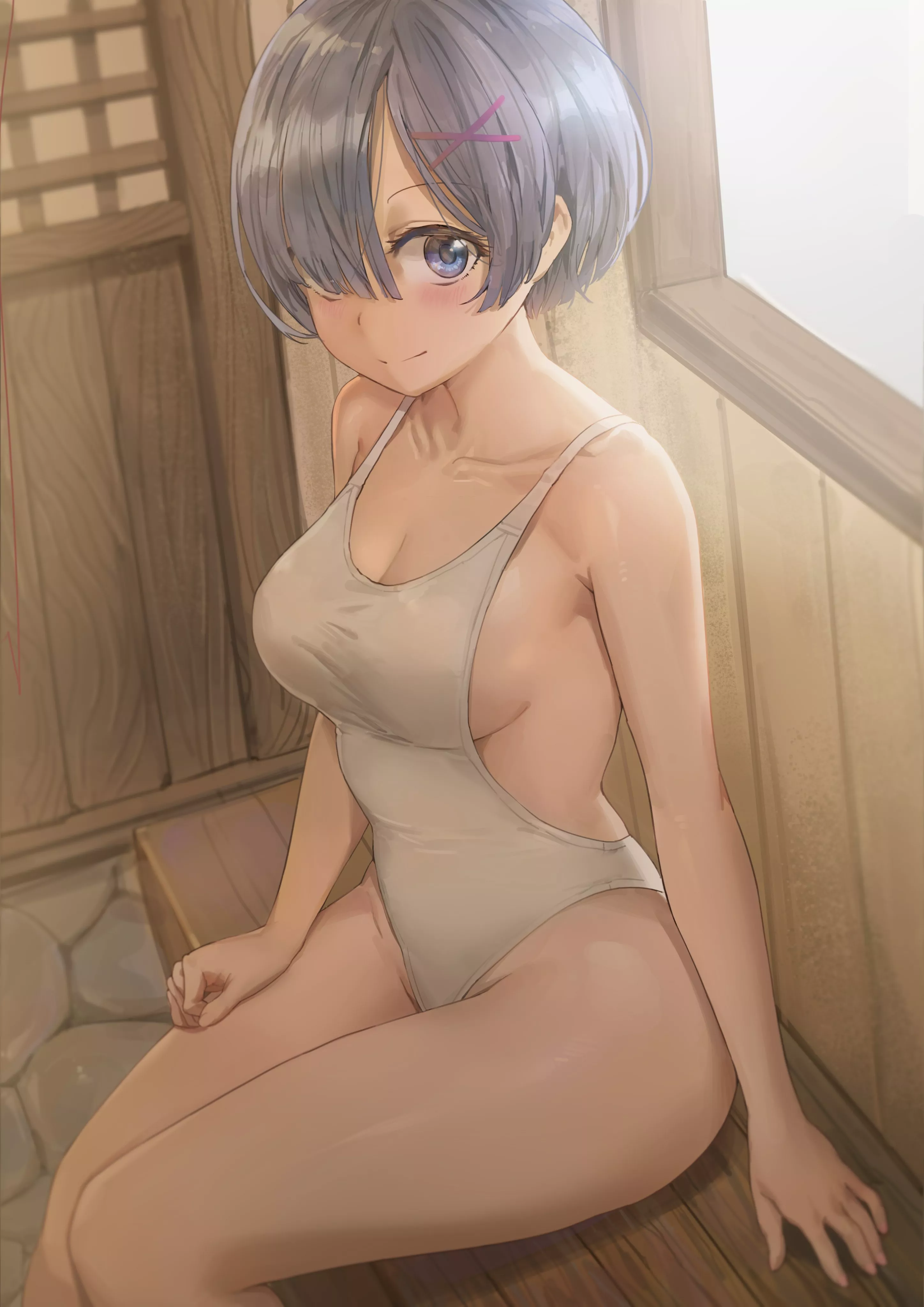 Rem Swimsuit In A Sauna (Free Style) [Re:Zero]