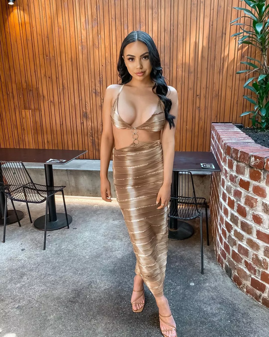 revealing gold bandage dress