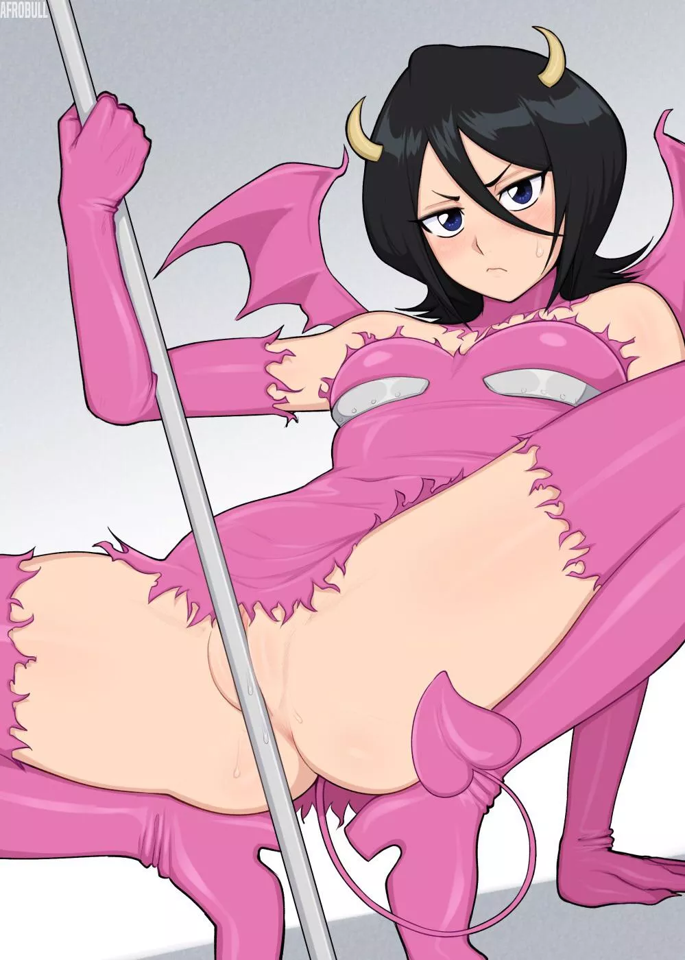 Rukia in a succubus outfit (Afrobull)