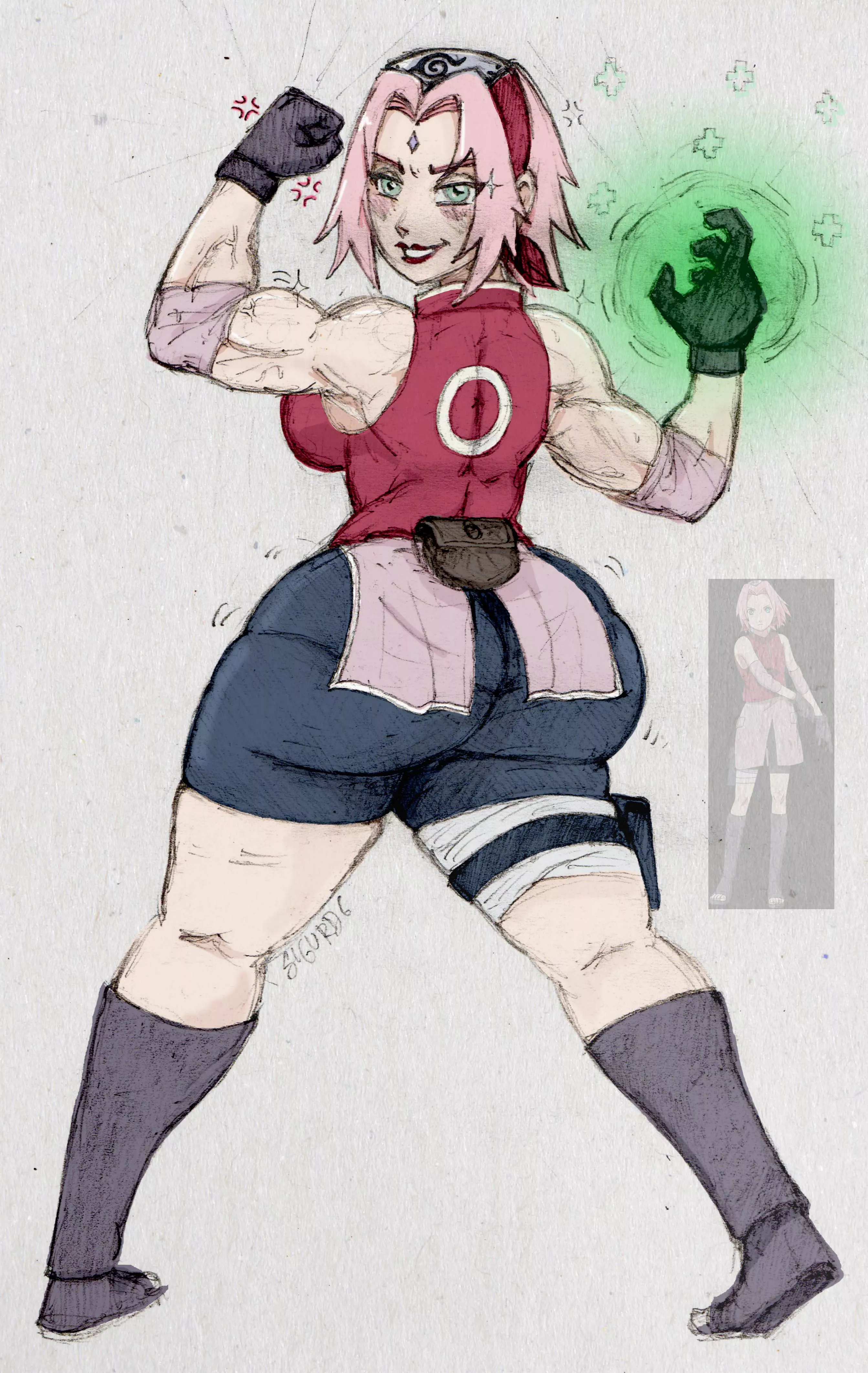 Sakura by Sigurd6 with pencil lines and digital color