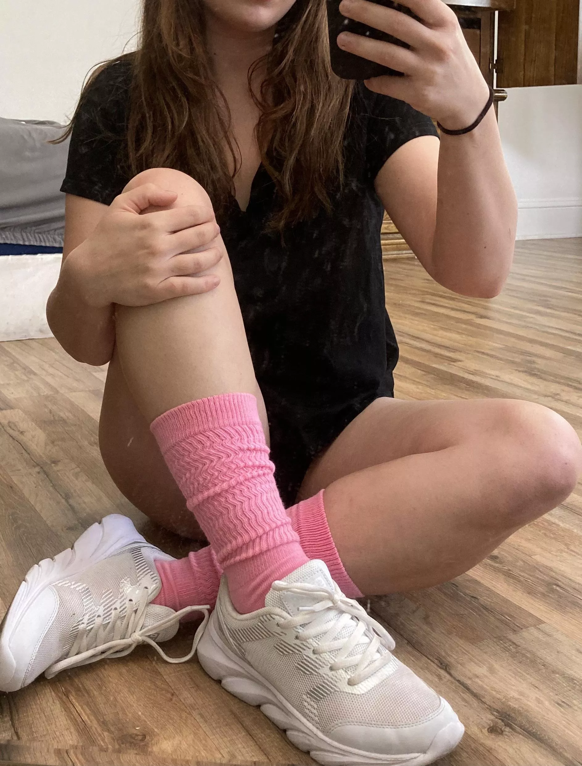 Scrunched pink socks (f)