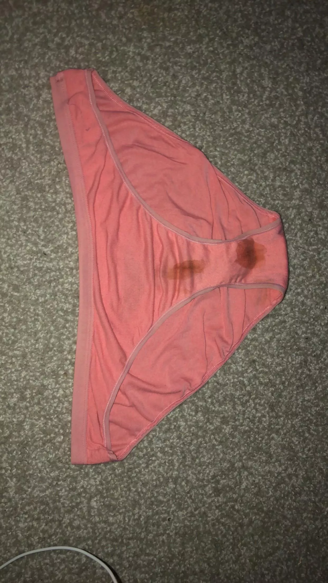 [Selling] $35 Victoria Secret peach cotton panties worn 24 hours. Leaked out of my period cup last night! Message to grab these!