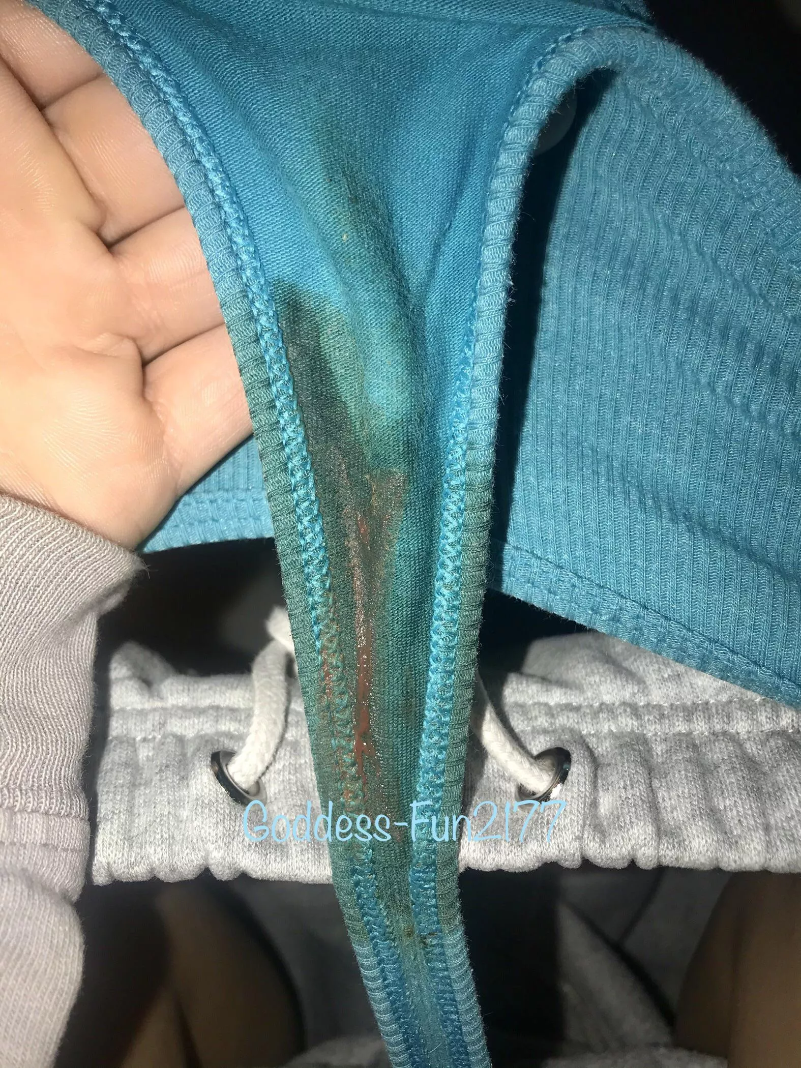 [selling]Worn 24 hrs and woke up to the start of my cycle🩸baby blue Victoria Secret cotton thong 😉message me if you want to purchase these or tampons from this cycle 😉 FREE shipping in US w/tracking! Cashapp only.