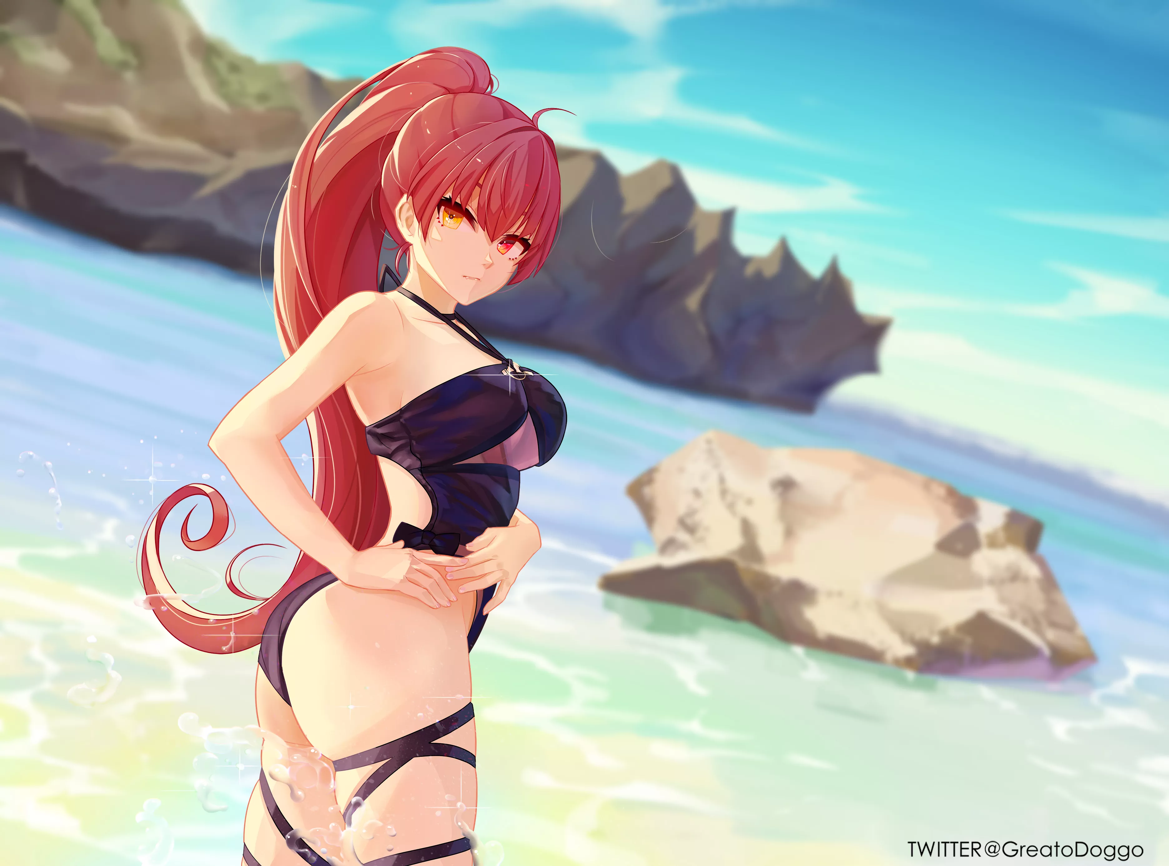 Senchou Marine's natural body on the beach (that booty tho)