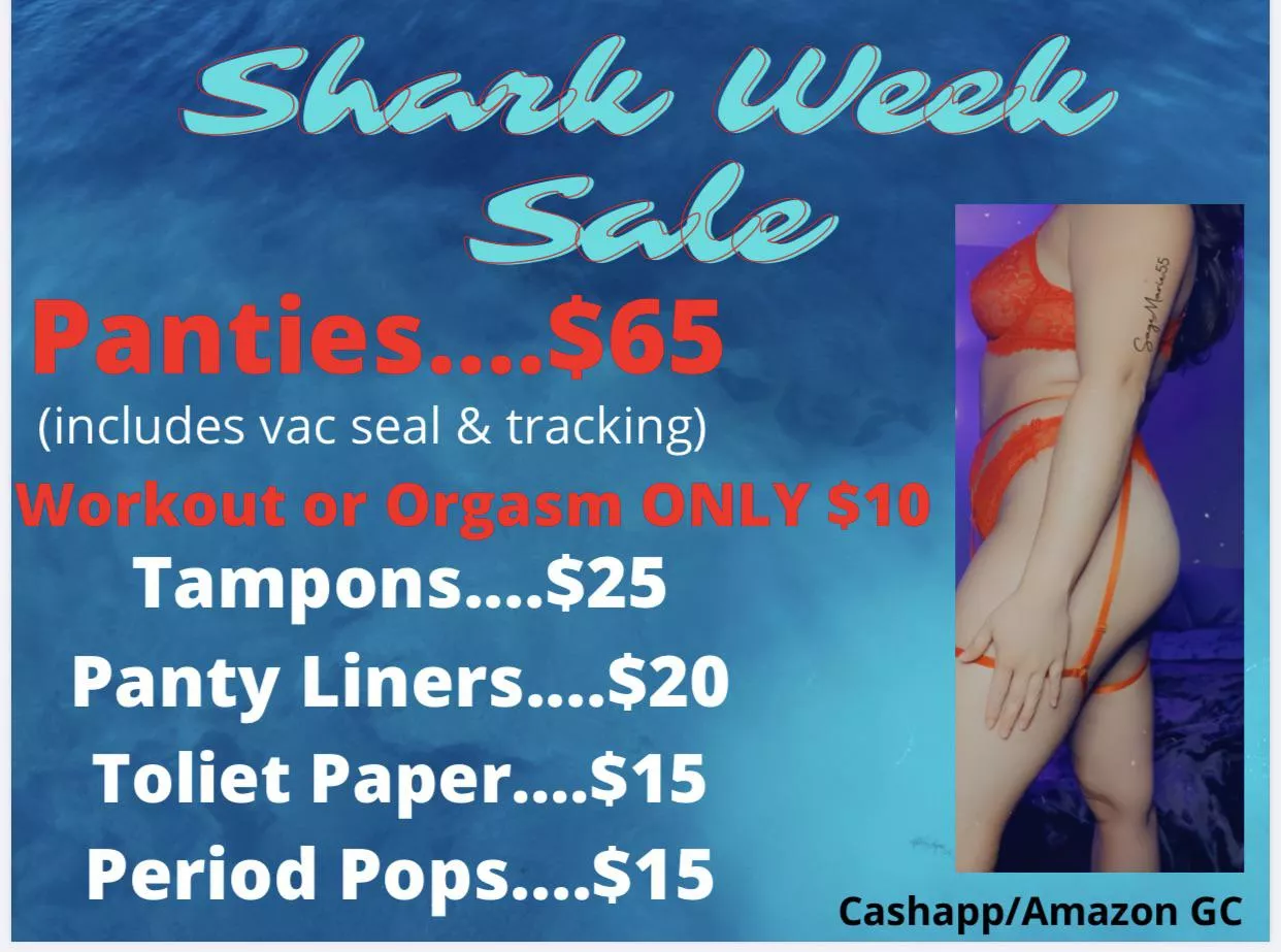 â¤ï¸SHARK WEEK SALE â¤ï¸ [Selling] Panties | Tampons | Panty Liners | And Pops ðŸ’¦ [kik] Sagemarie55