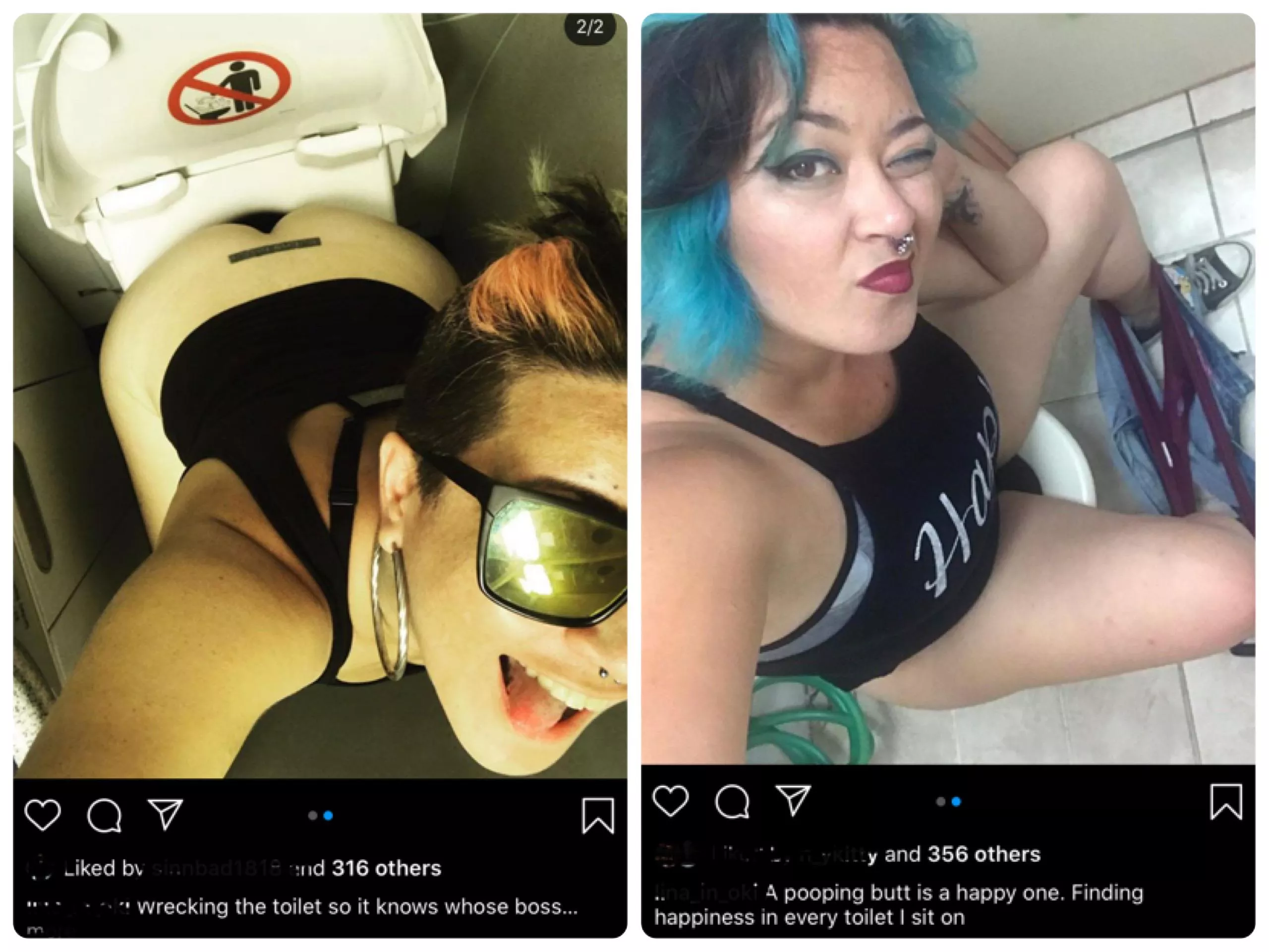 She only posts pictures shitting on a toilet.