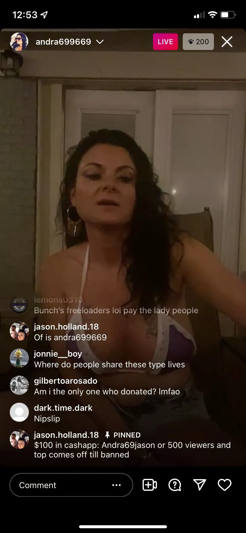 She said 500 viewers and top comes off