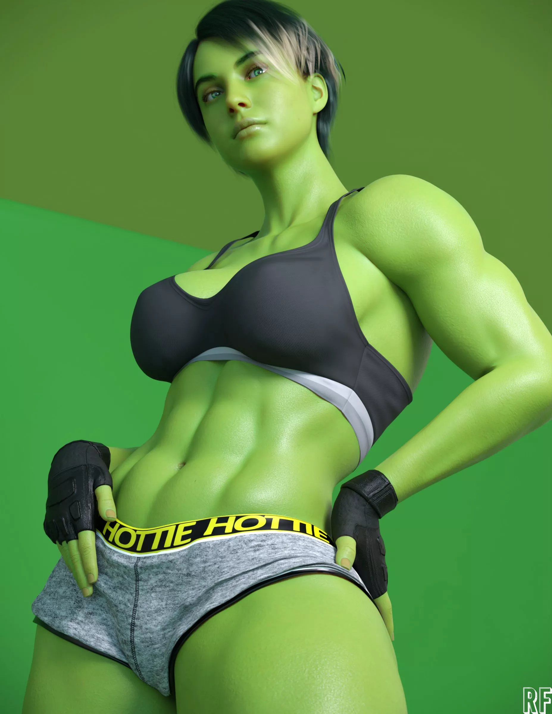 She-Hulk showing off (Rude Frog)