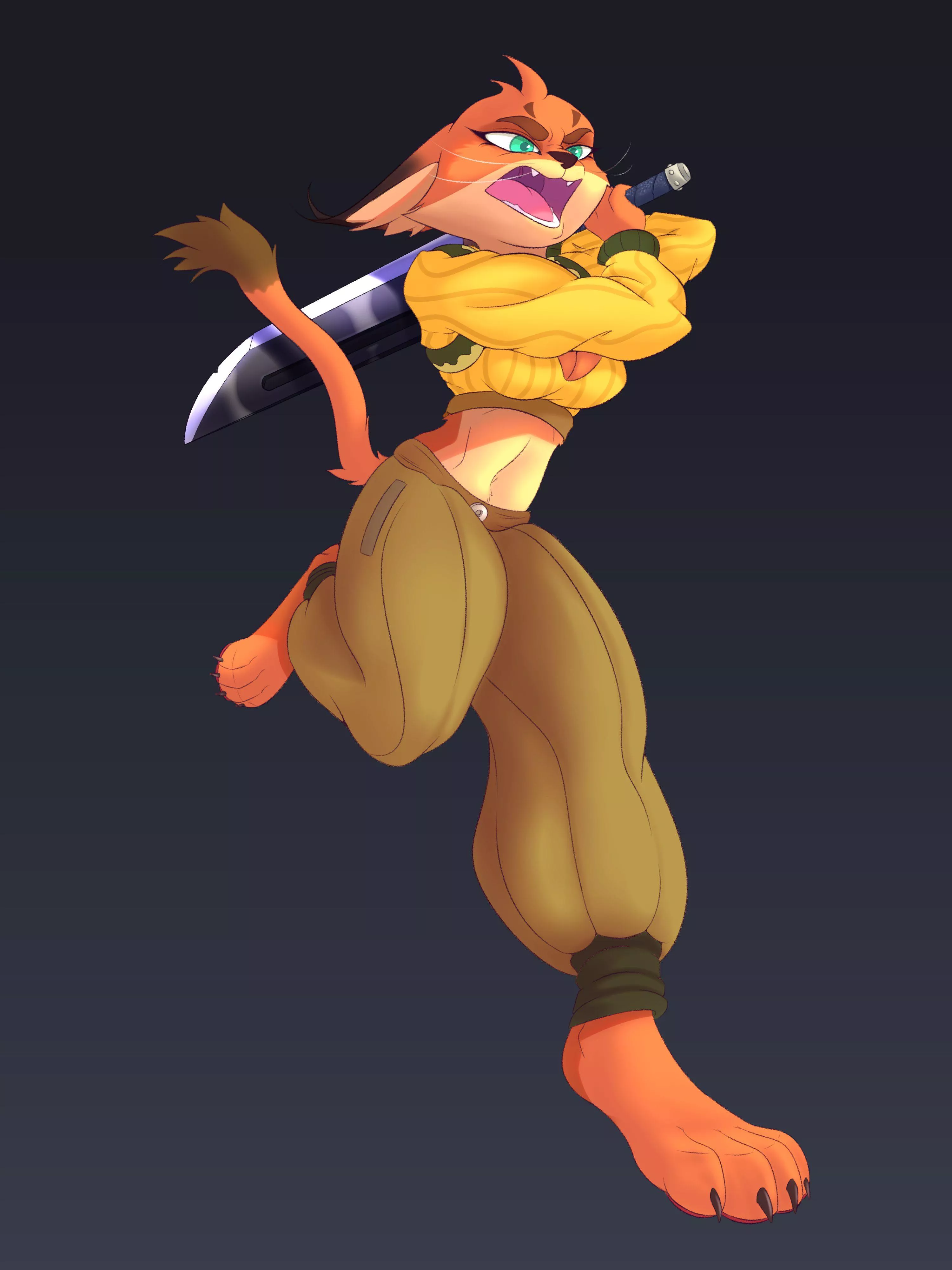 She’s gonna slice something, melons perhaps. ~ art by me