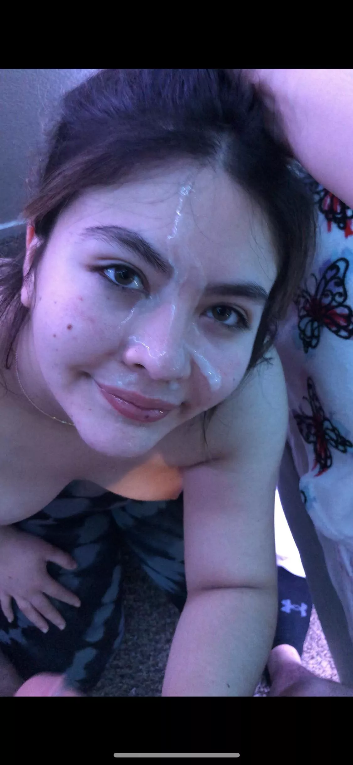 Sheâ€™s so happy to be covered in cum