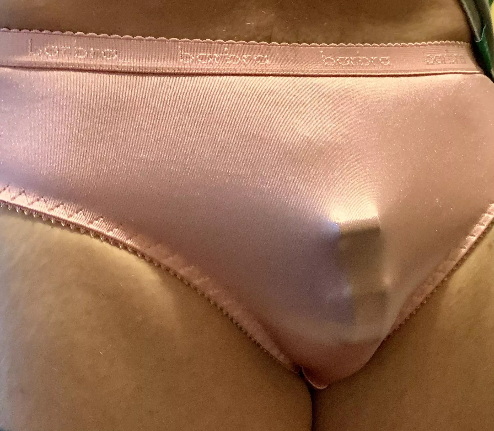 Shiny, satin, pink. A pussy boy’s perfect panties.