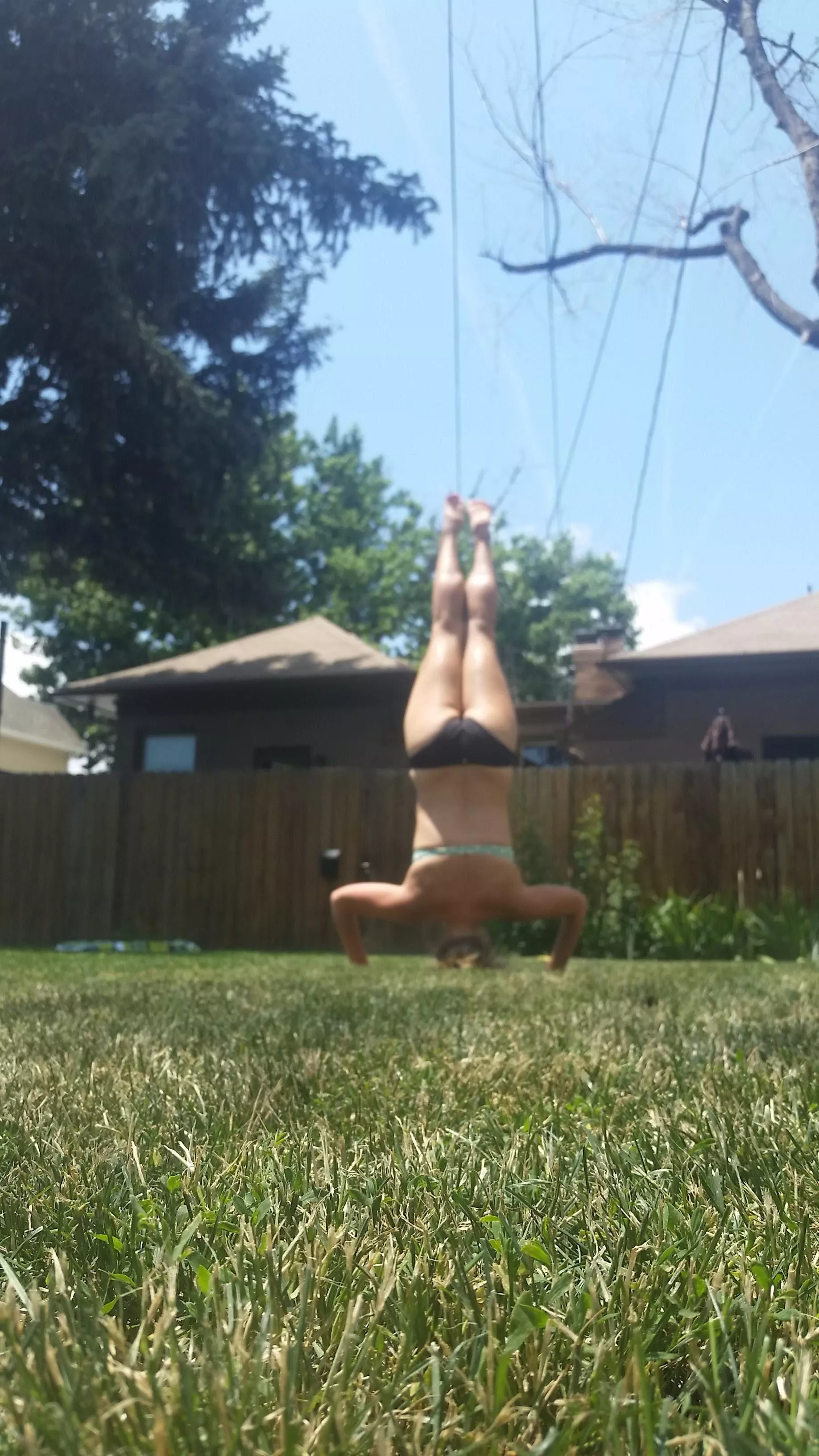 Shirshasana in the grass with just a little bit of ass ðŸŒâ¤ï¸ðŸŒ