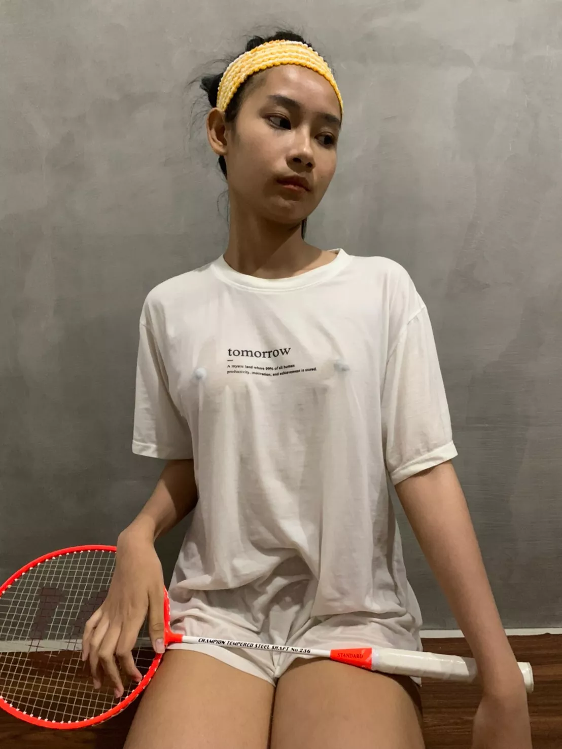 should I change my shirt? if yes, which shirt should I wear to play badminton with you 🤔🤔