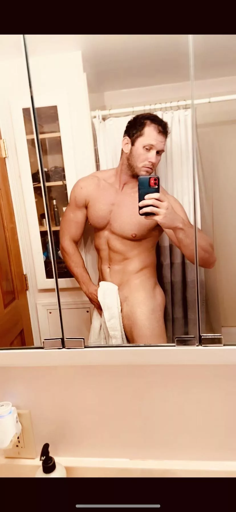 Shower time. The towel leaves soon 😈😈😈