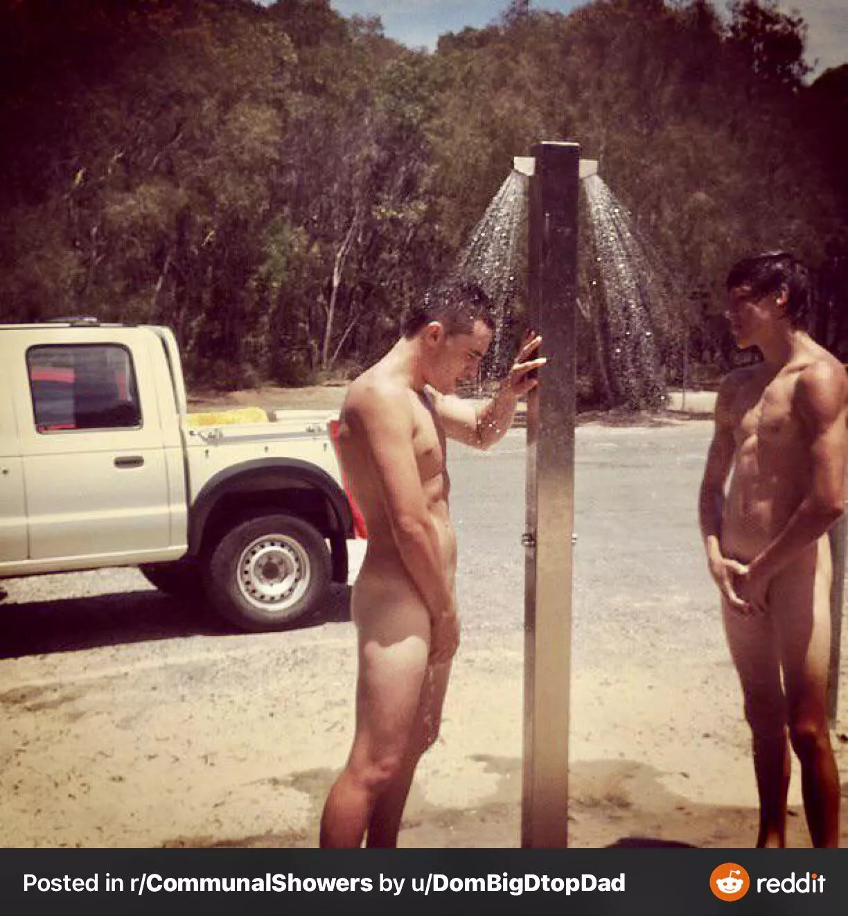 Showering on our farms outdoors shower innArizona !