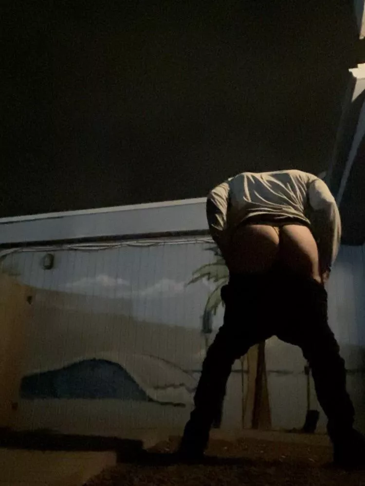 Showing my ass outside the bar wearing my ex’s thong