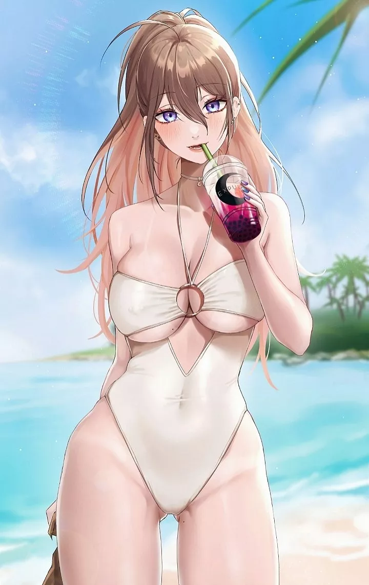 Sippin on a Drink at the Beach [Artist's Original]