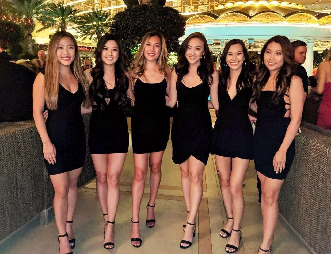 Six Asians in black