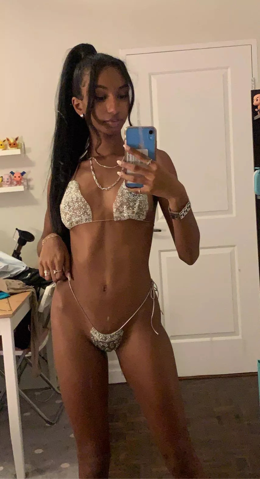 Skinny in a tiny bikini