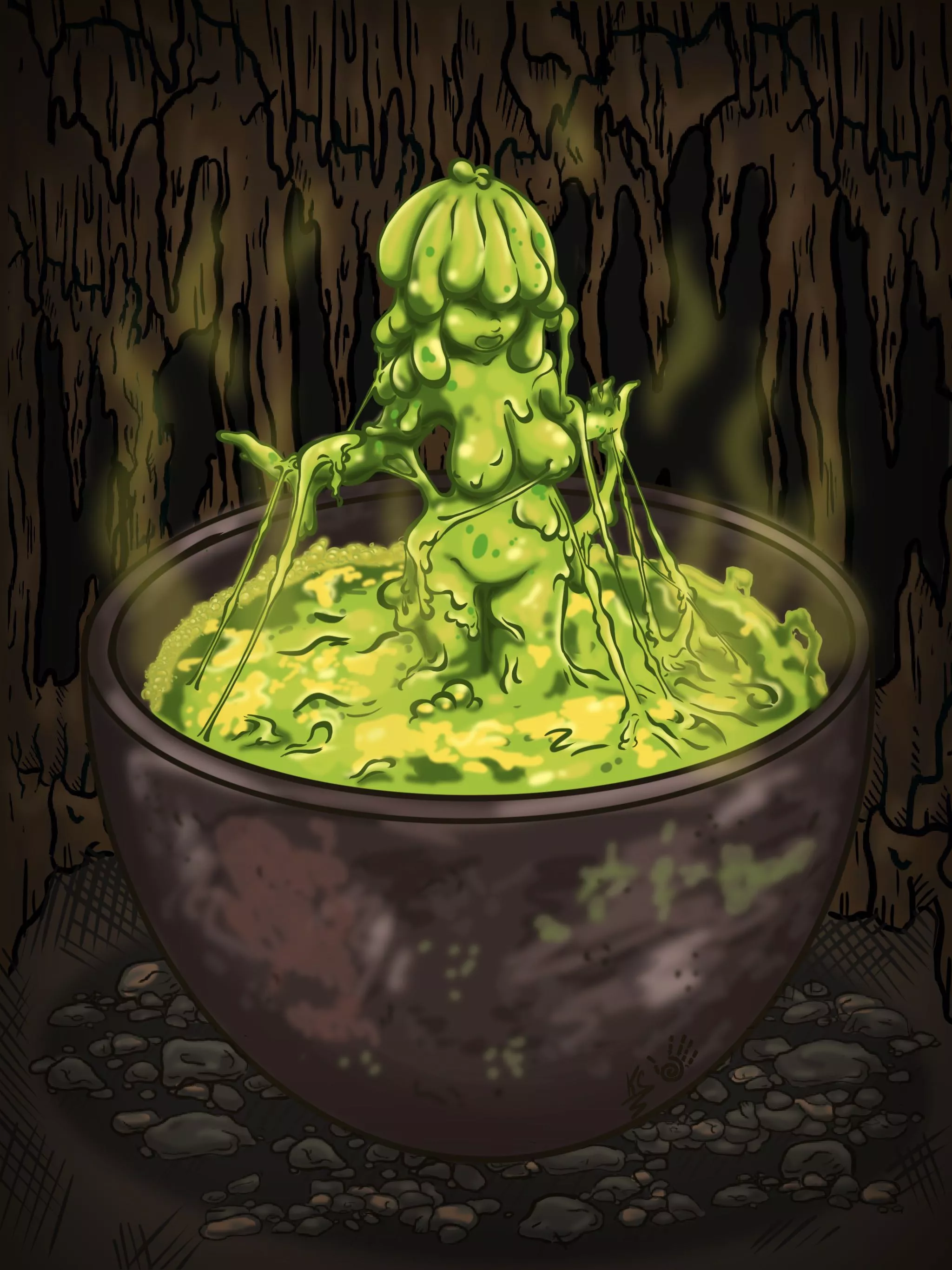 SlimeGirl Summoned (artist: ooh-a-piece of candy) inspired by: HAPPY_GORDON_FREEMAN’s 3D model project