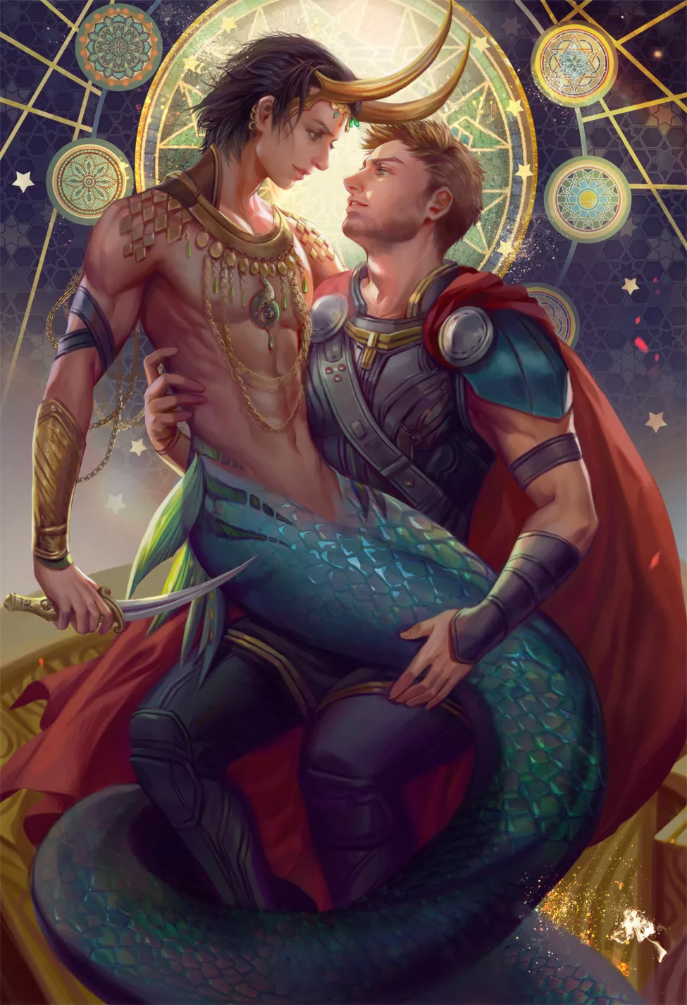 Snake Loki and Thor by Fan Yang