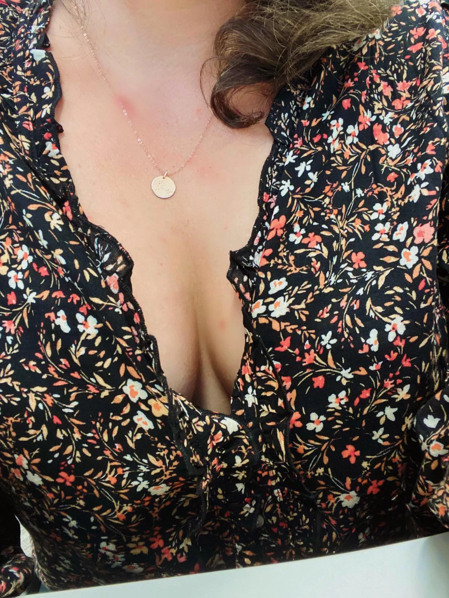 Snuck a quick pic of my cleavage while sitting in my very open-concept office