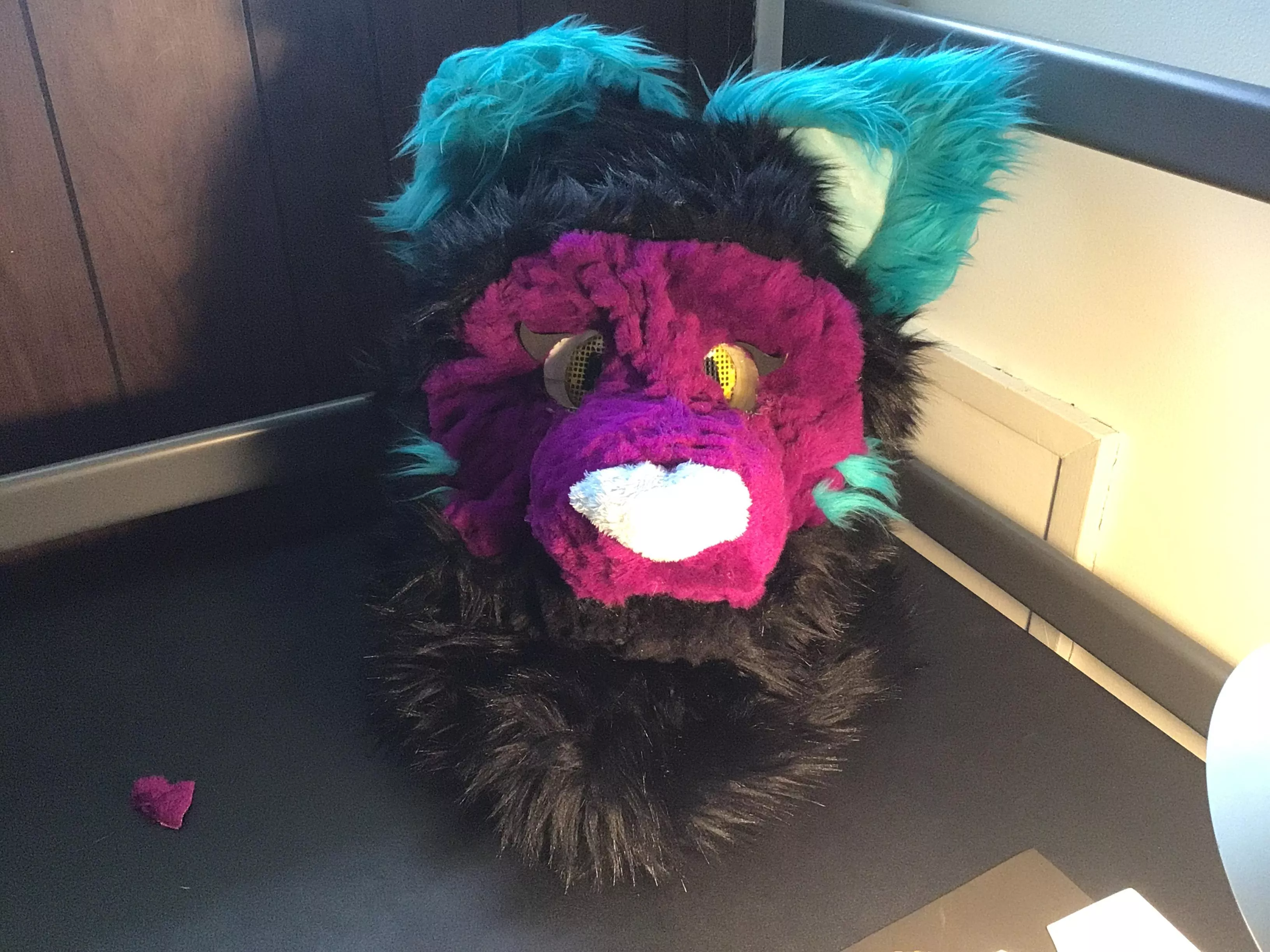 So I put eyelashes on my male fursuit