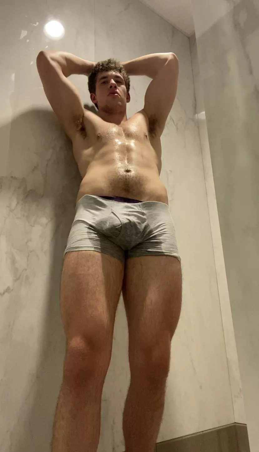 So sweaty and ready to shower off… get a whiff first