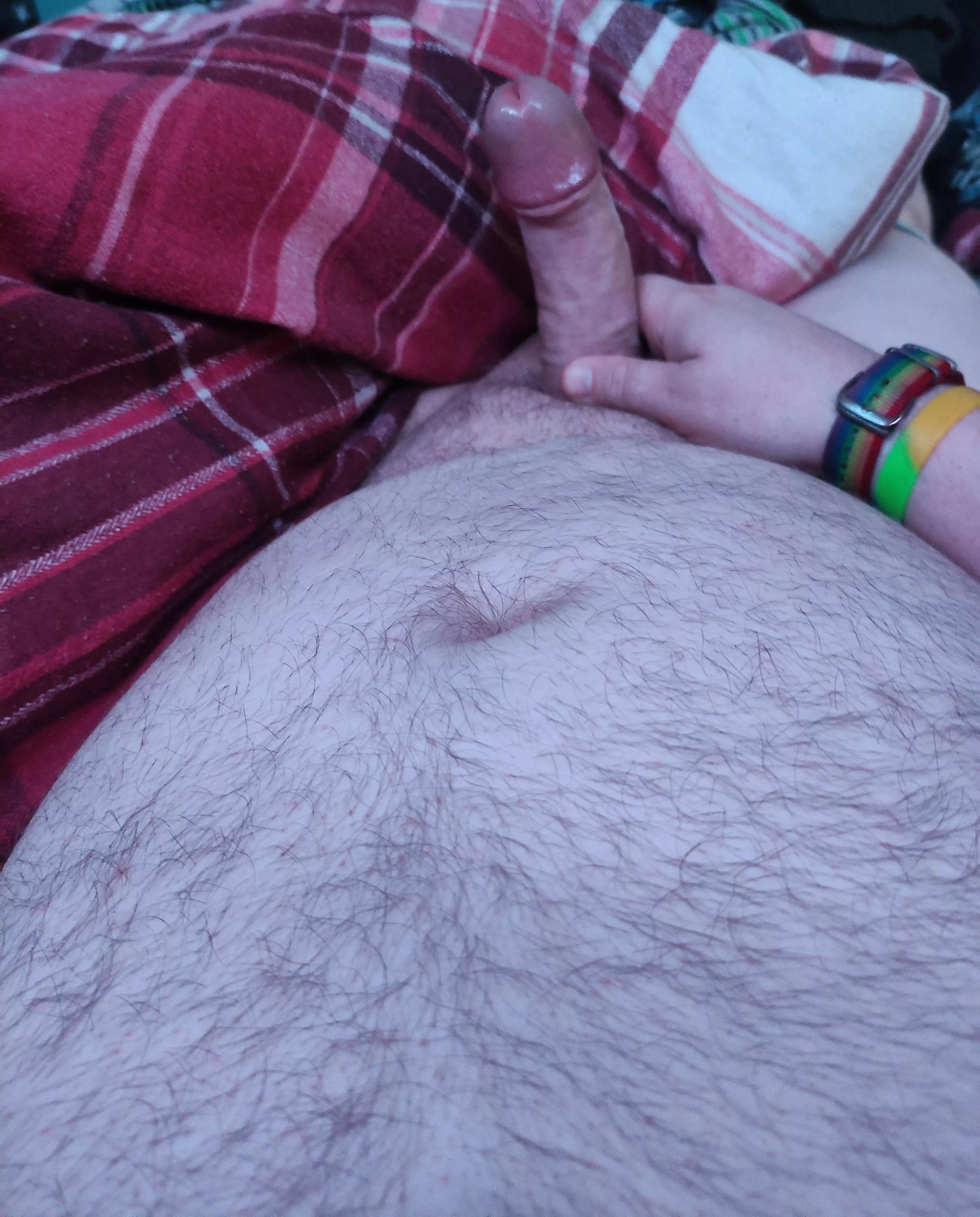 Soft furry belly and hard cock