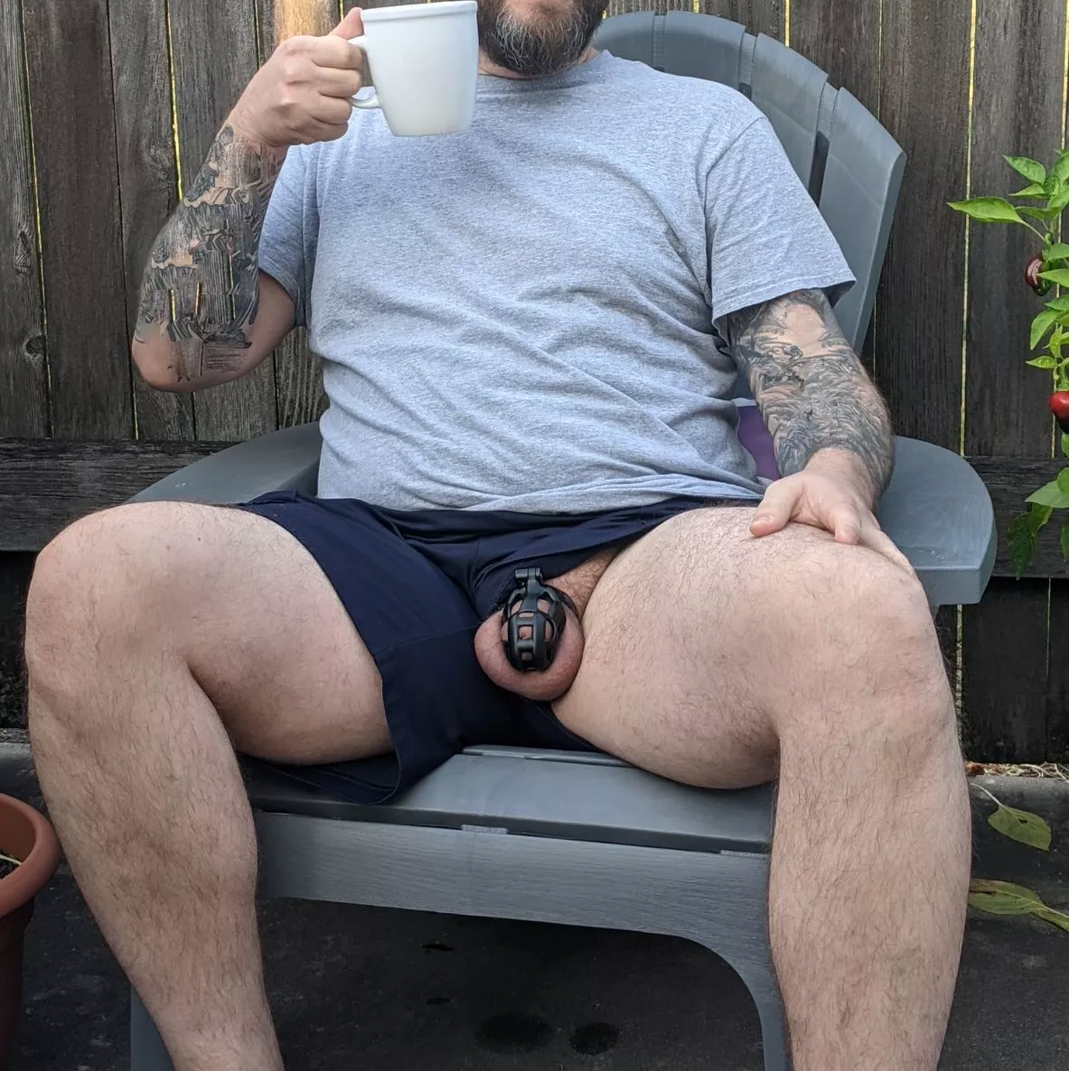 Starting off Locktober with a morning cup of coffee in the back yard