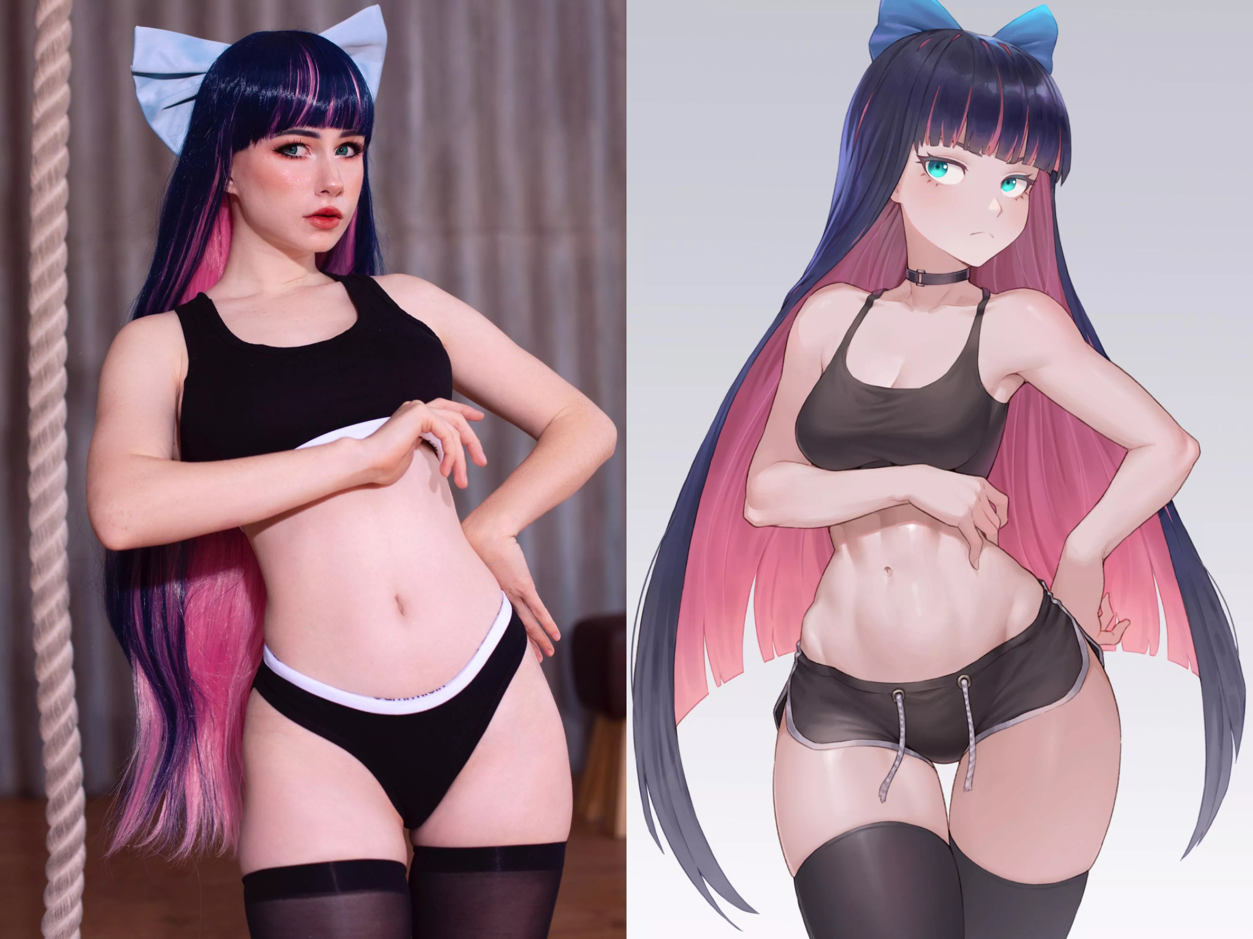 Stocking cosplay by likeassassin (art by cheshirrrrrko)