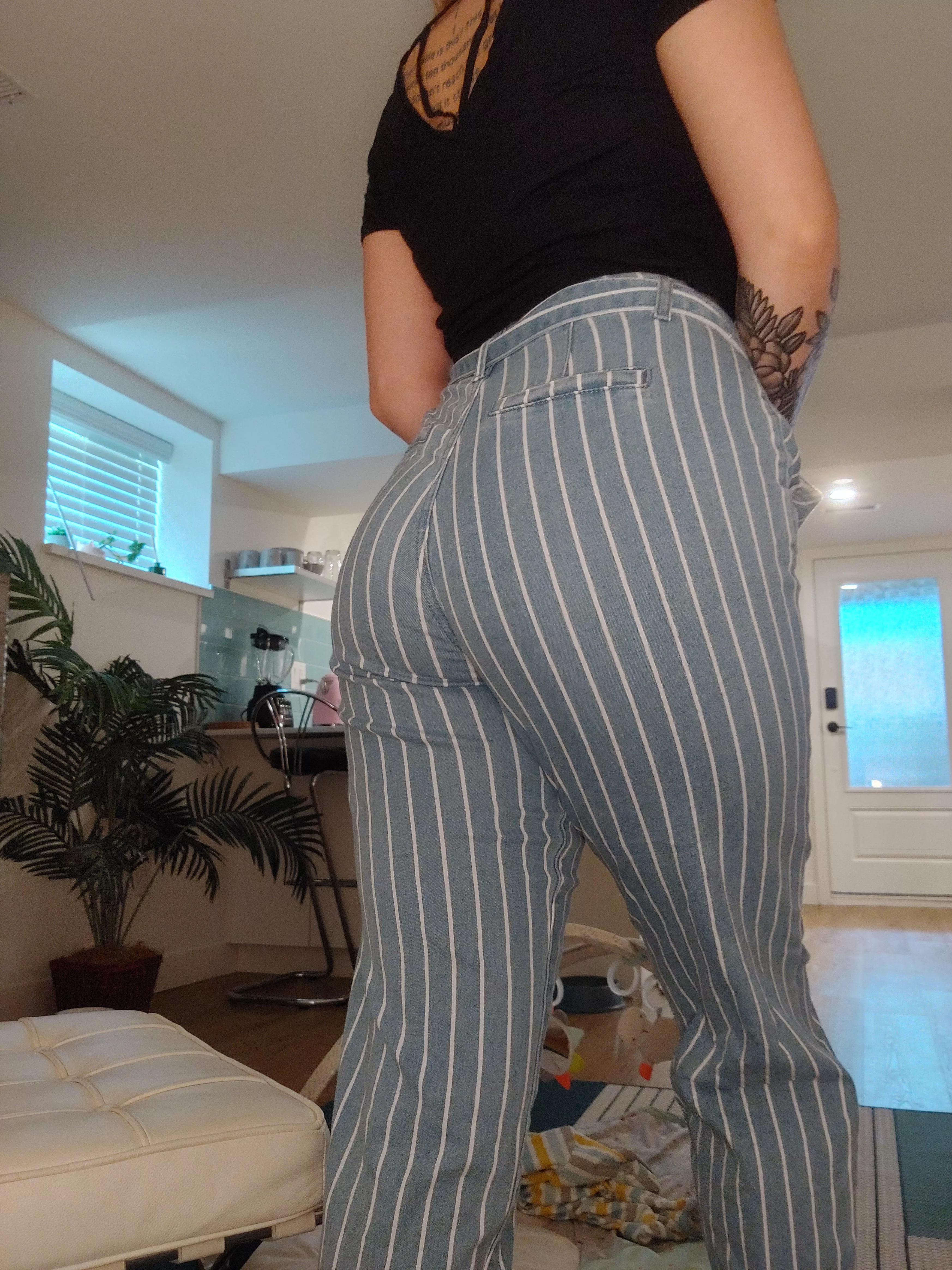 striped jeans