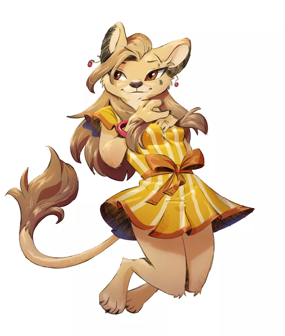 Sundress Lioness (art by @Ruffu_ on twitter)