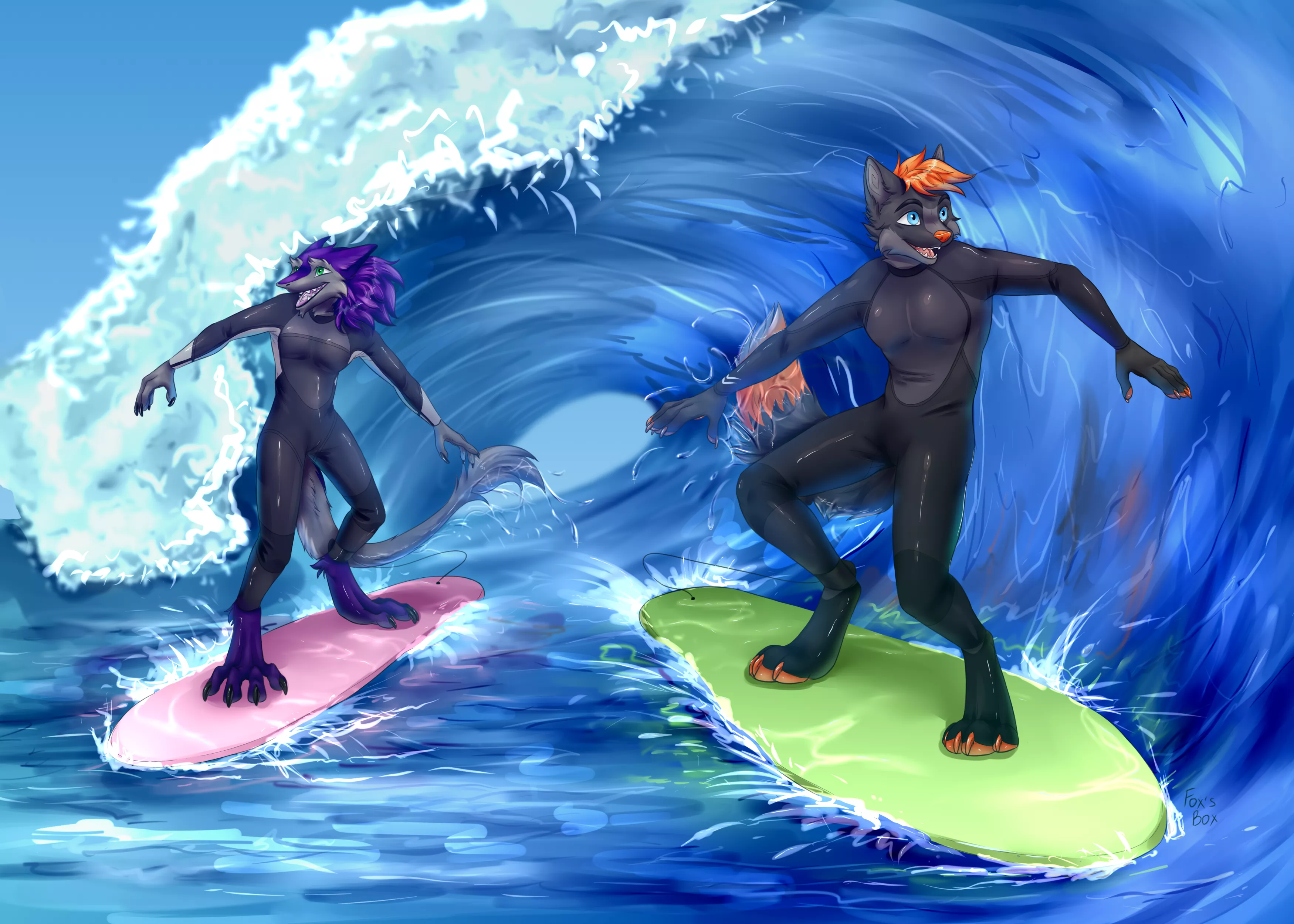 Surfing with cheese friend) [Art by: fox.sbox (FA)]