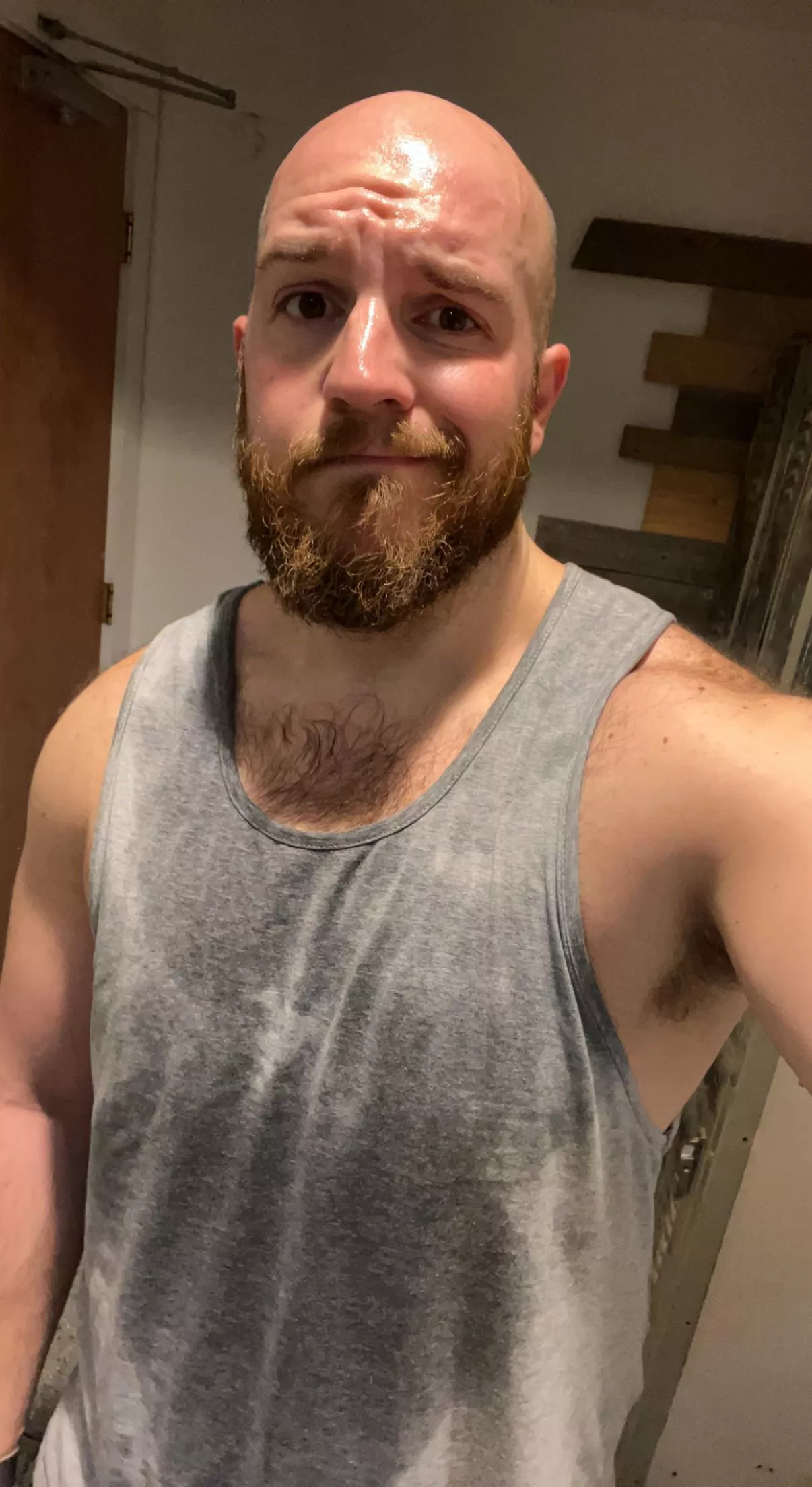 Sweaty from a good leg day! I’ll be sore later though.